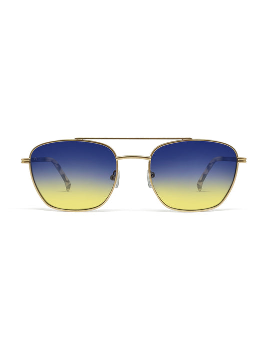 Double D Gold with Blue/Yellow Gradient Lenses